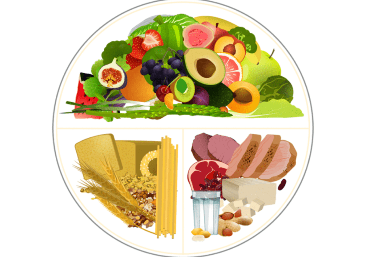 Khẩu phần ăn tiêu chuẩn trong mỗi bữa chính cho bệnh nhân đái tháo đường gồm hai phần rau xanh, một phần thịt cá và một phần tinh bột (carbohydrate)