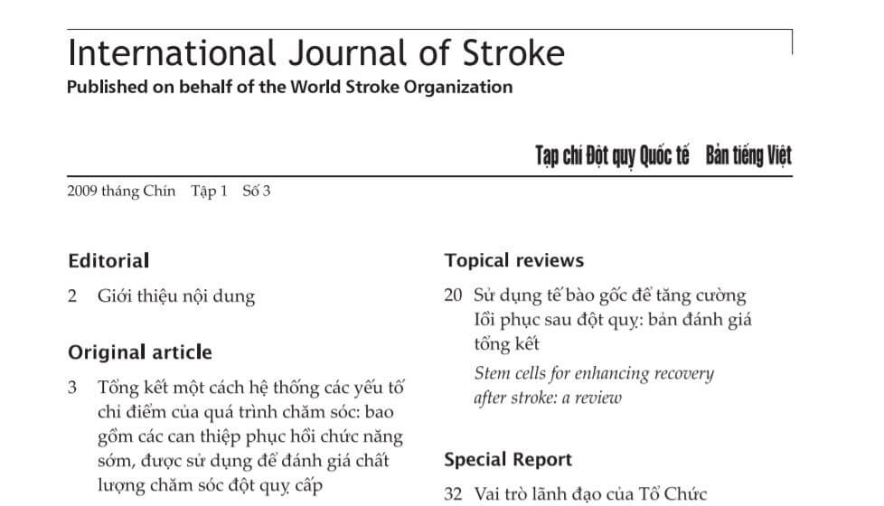 Tạp chí Đột quỵ Quốc Tế – Bản tiếng Việt – Tập 1 số 3