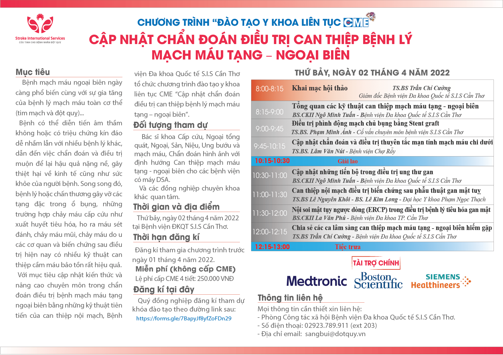 Chương trình Đào tạo Y khoa liên tục CME: Cập nhật chẩn đoán điều trị can thiệp bệnh lý mạch máu tạng – ngoại biên