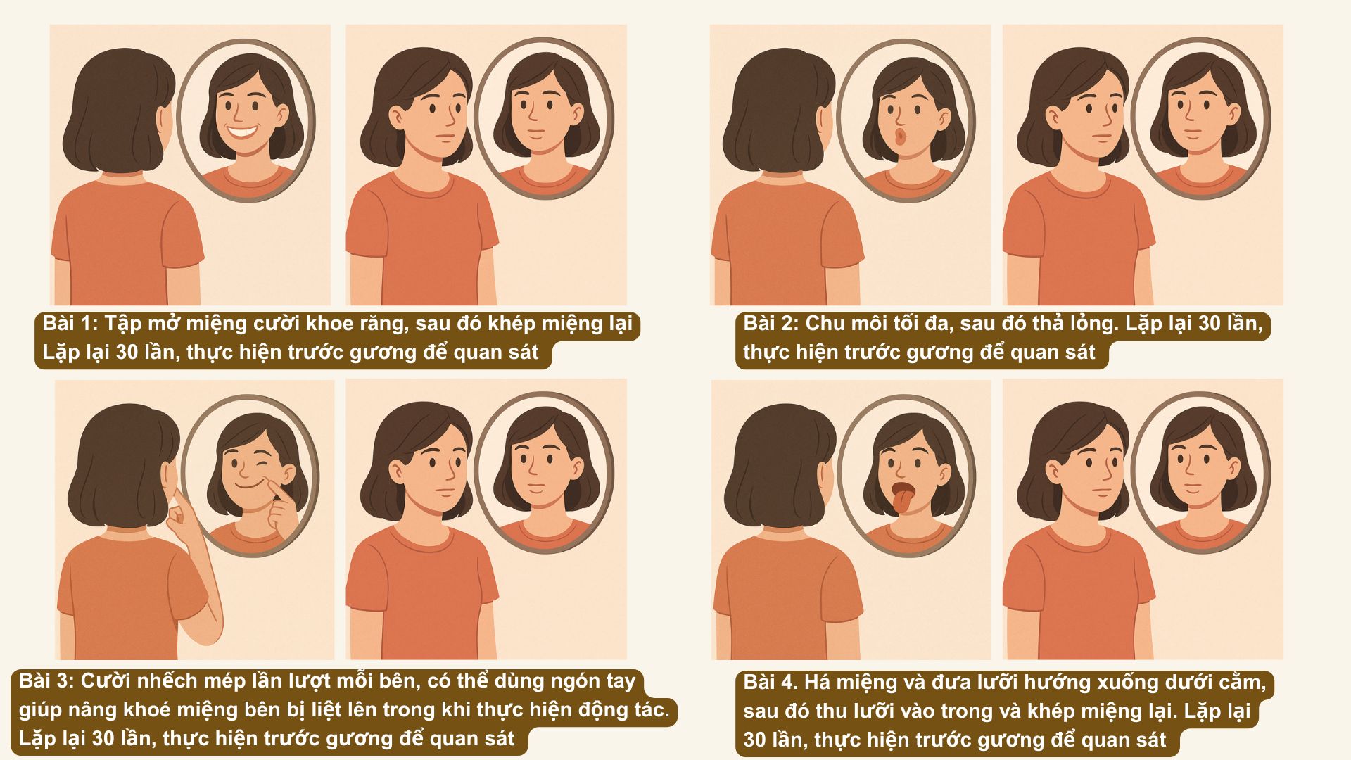 Bài tập cho người bệnh đột quỵ bị méo miệng, nói khó/ rối loạn phát âm